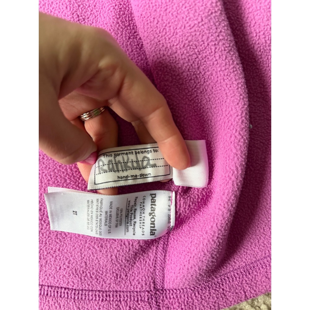 Patagonia Kids Synchilla Full Zip Fleece Hoodie Magenta Purple Teal Trim 2T - Picture 6 of 7